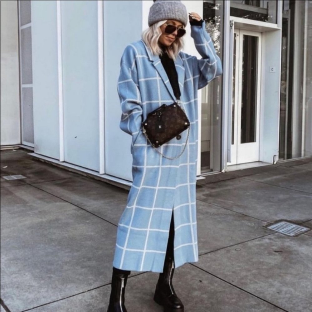 Zara Plaid Knit Coat - Picture 3 of 15